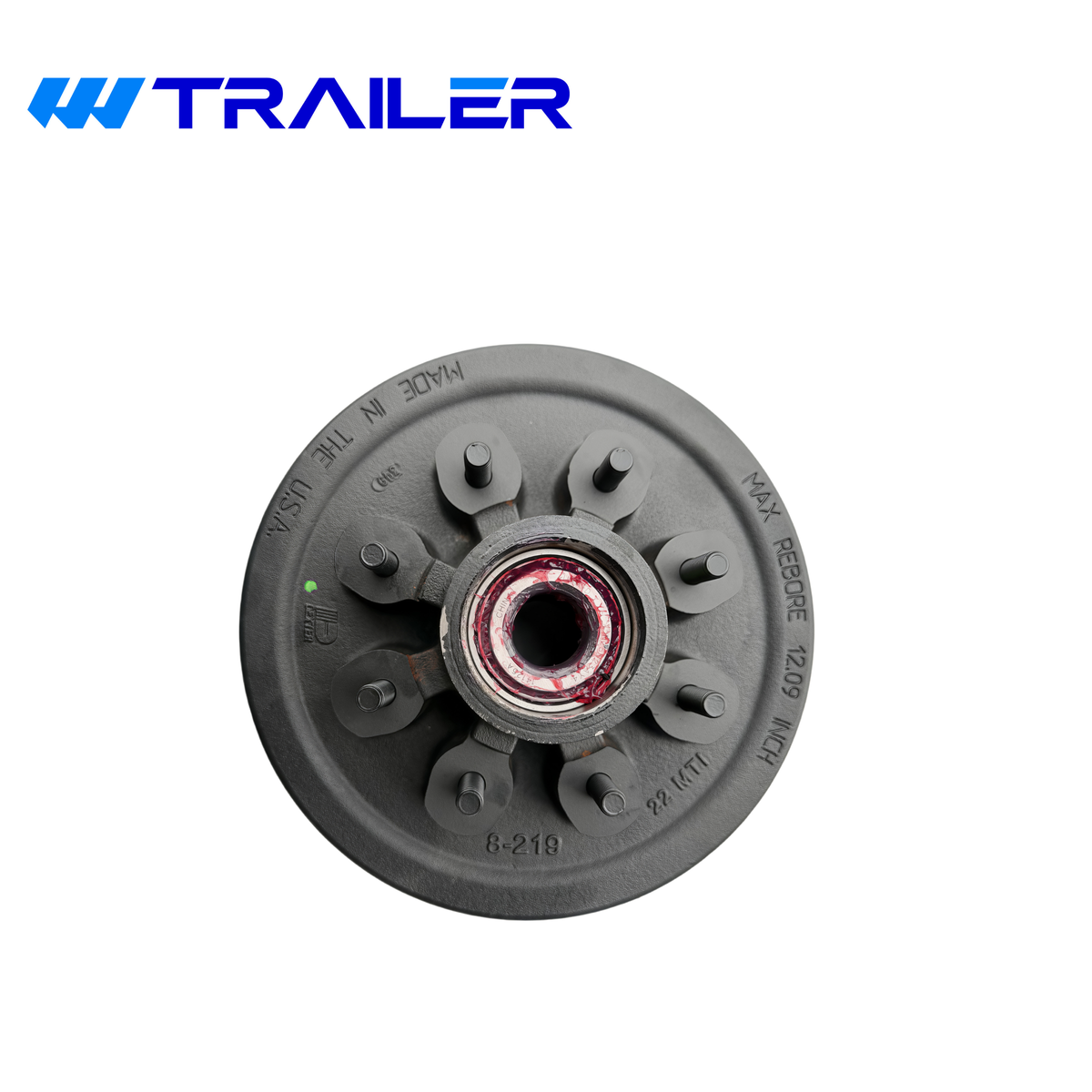 DEXTER 7K Pre-Greased Trailer Hub & Drum Kit - 8 on 6-1/2" Bolt Pattern, 1/2"-20 Studs, E-Z Lube (K08-219-1G)