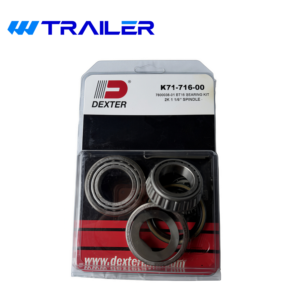 Dexter 2K Trailer Bearing Kit - L44649 Inner & Outer Bearings, Complete Hub Service Kit (K71-716-00)
