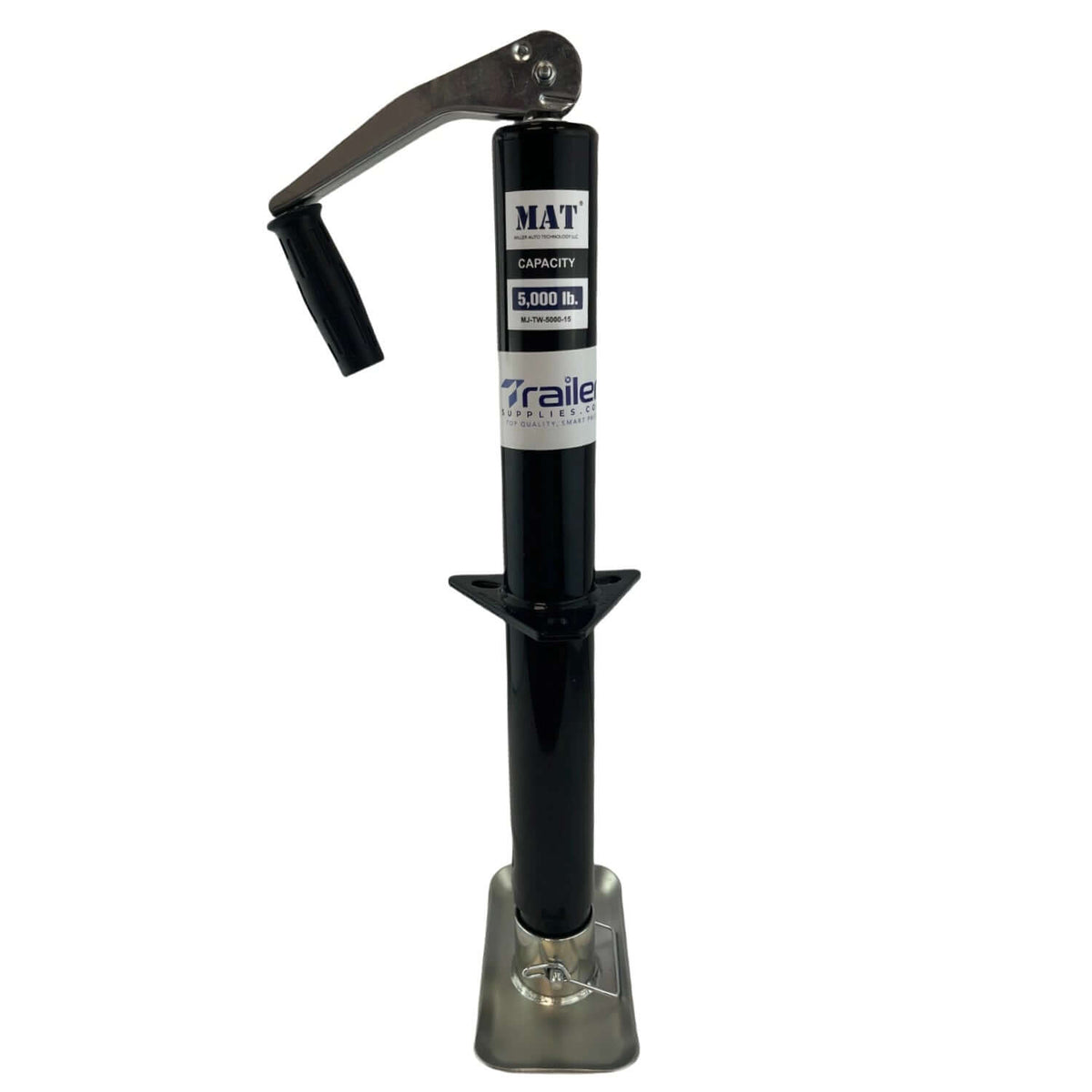 5,000 LBs Capacity,A-Frame Trailer Jack, 15-Inch Vertical Travel, Top-Wind Handle with Foot Plate, Black – Trailer Supplies