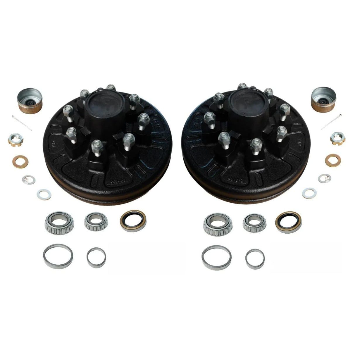 7,000 lb Axles 12"x2" – 8 on 6.5", 9/16" Studs, Brake Drums