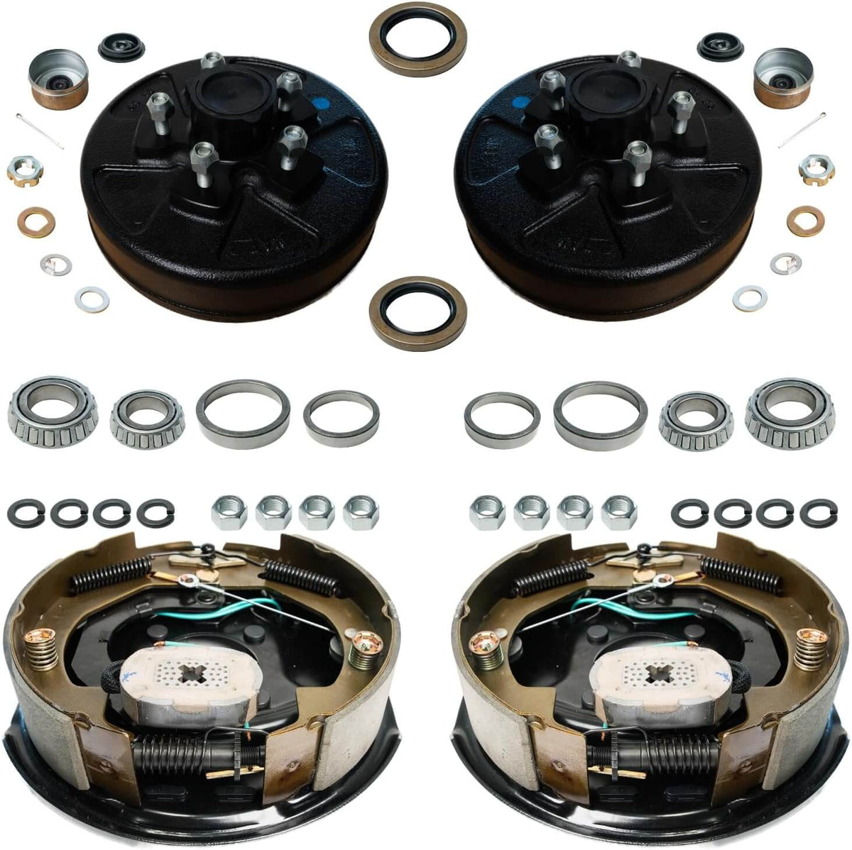 3,500 lb Axles,10"x2-1/4" Self-Adjusting Electric Brake Assemblies,4-Bolt Mount