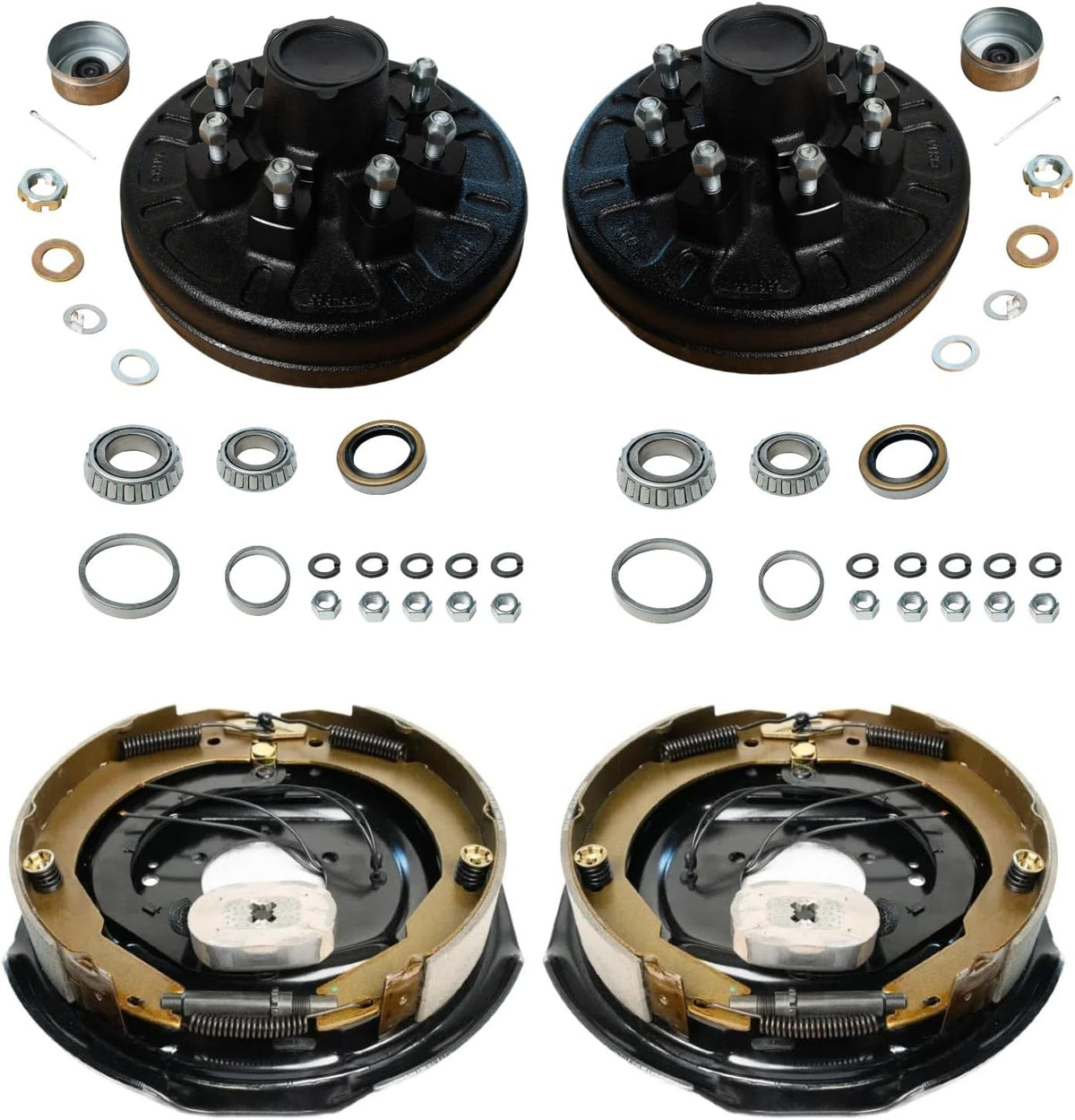 5,200–7,000 lb Trailer Axles 12"x2" Manual Electric Brake Kit,5 Bolt Mount, Fits 15"–17.5" Wheels