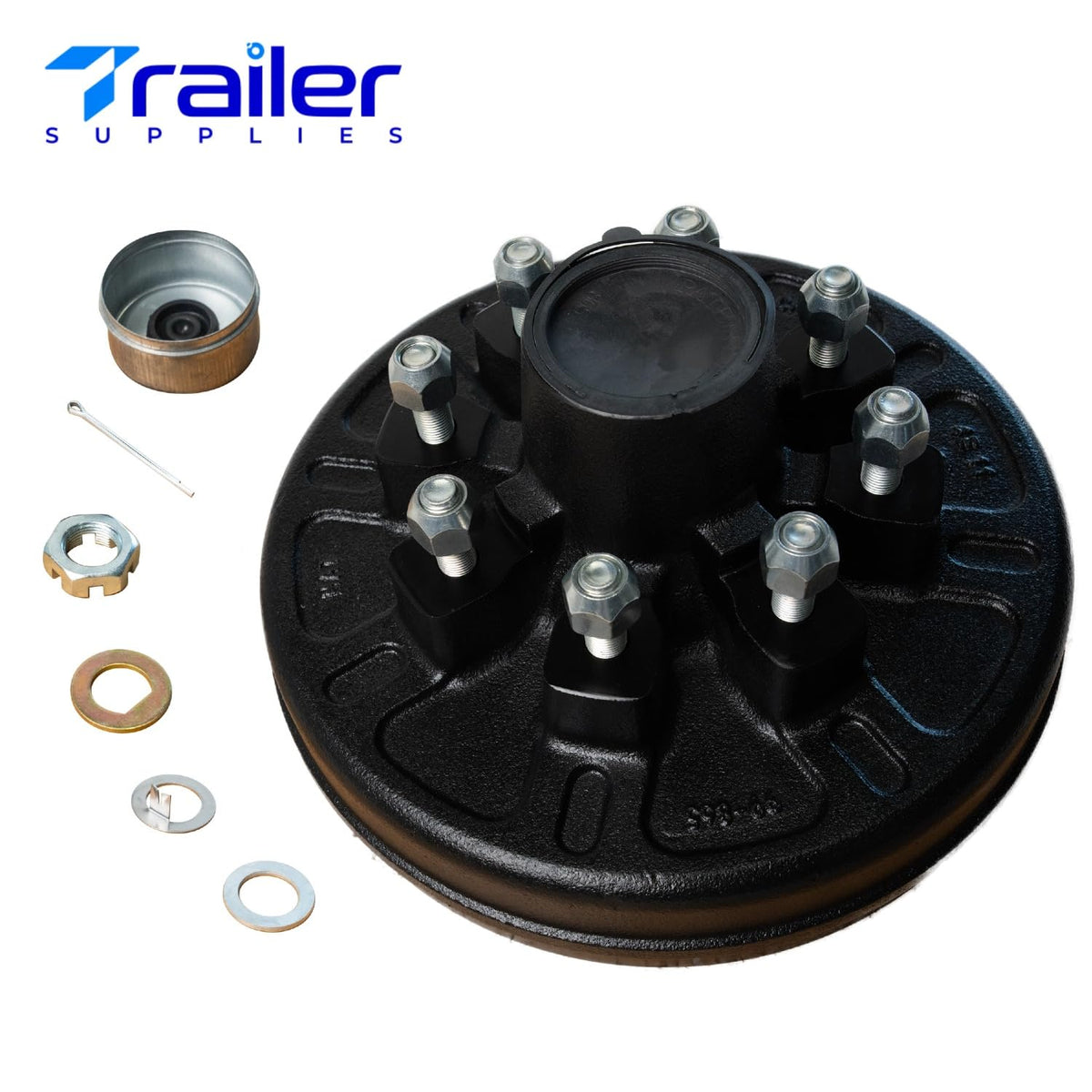7,000 lb Axles – 12"x2" Manual Electric Brake & Drum Kit for 7,000 lb Axles – 8 on 6.5", 9/16" Studs, Manual-Adjust Brake Assemblies