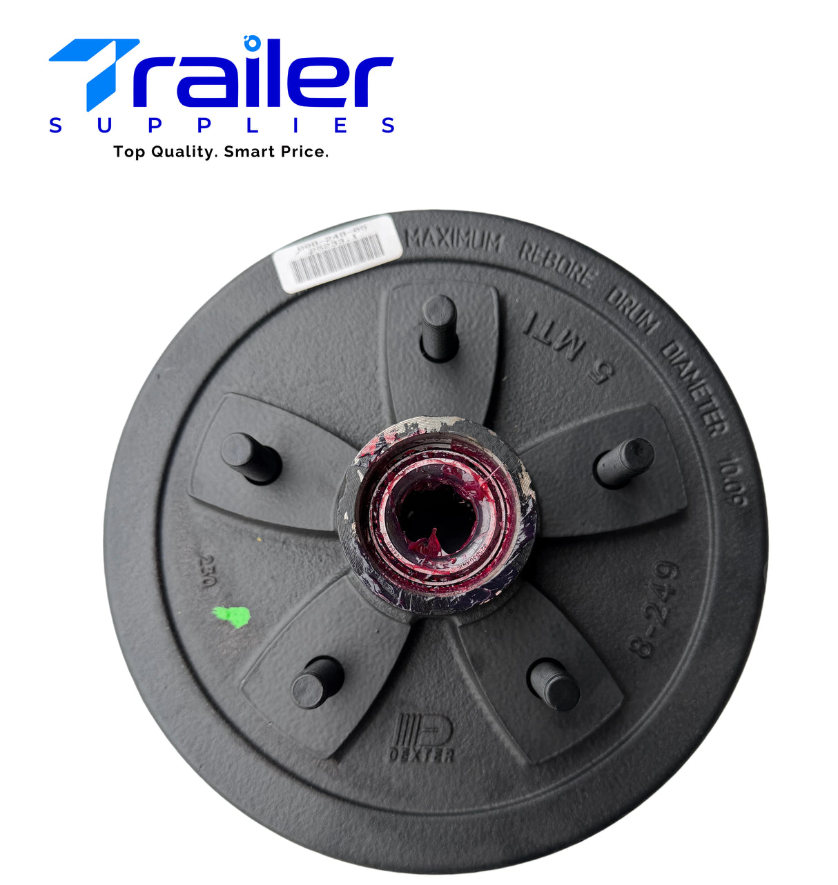 DEXTER Pre-Greased Trailer Hub and Drum Assembly Kit - 5 on 5.5" Bolt Pattern for 3.5K Axles,#84 Spindle, 1/2" Studs, 1.719" Seal(Model: K08-249-2G)