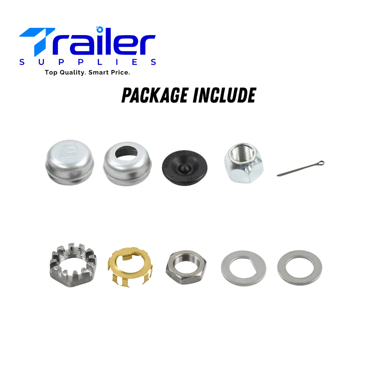DEXTER Pre-Greased Trailer Hub and Drum Assembly Kit - 8 on 6.5" Bolt Pattern for 7K Axles, 1/2" stud (Model: K08-219-1G)