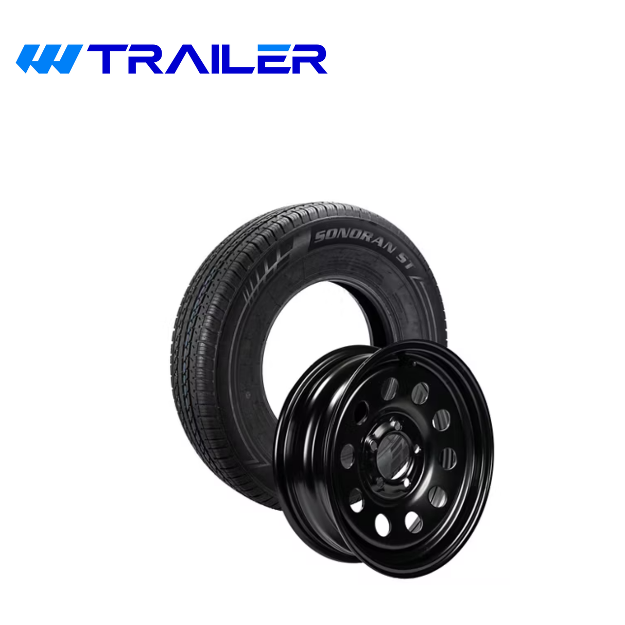 Sonoran ST205/75R15 Radial Trailer Tire & 15" Black Modular Wheel - Load Range D, 5 on 4.5" Bolt Pattern, 99-545-091