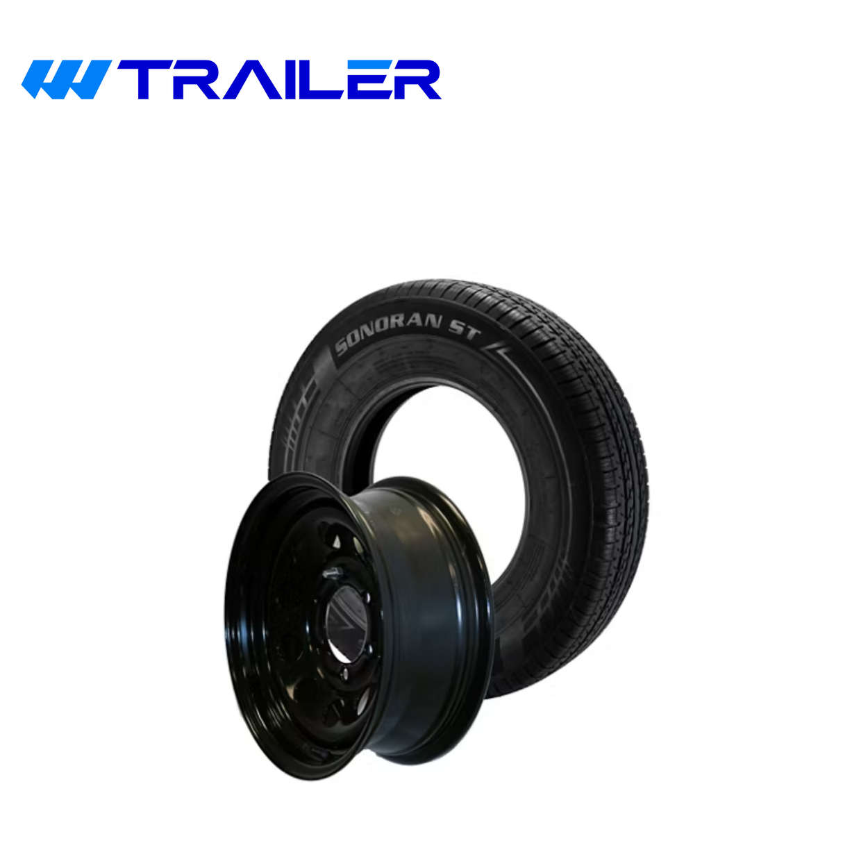 Sonoran ST225/75R15 Radial Trailer Tire & 15“ Black Modular Steel Wheel- Load Range D, 6 on 5.5" Bolt Pattern (915-655-090)