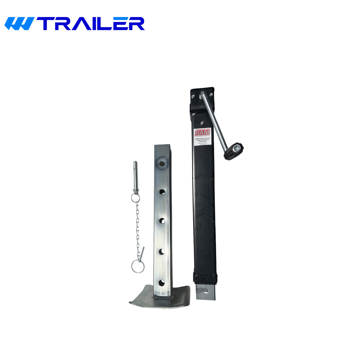RAM 8, 000lb Support/ 7,000 Lift Capacity Side Wind Square Trailer Jack with Drop Leg (TJD-7000S)