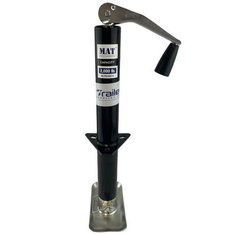 2,000 lbs Capacity, 14-Inch Vertical Travel, Top-Wind A-Frame Trailer Jack, , Black Powder-Coated, with Foot Plate-Trailer Supplies