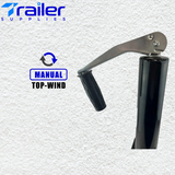 2,000 lbs Capacity, 14-Inch Vertical Travel, Top-Wind A-Frame Trailer Jack, , Black Powder-Coated, with Foot Plate