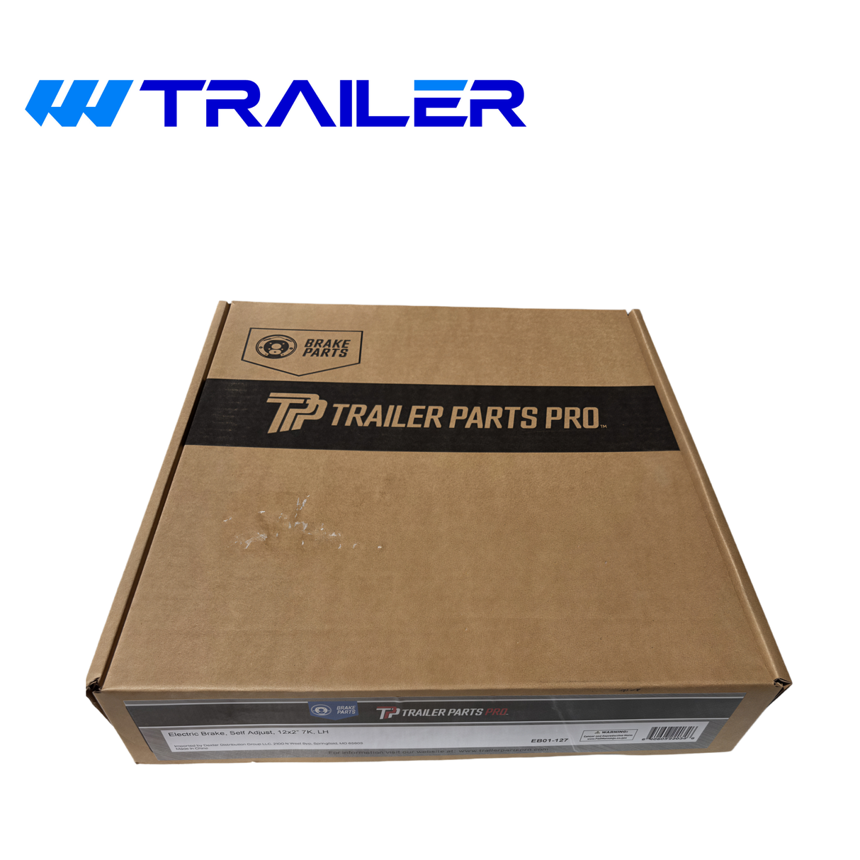 Trailer Parts Pro Forward Self-Adjusting Electric Trailer Brake Assembly - 12" x 2" Left Hand for 7K Axles (5-Bolt Flange, EB01-127)