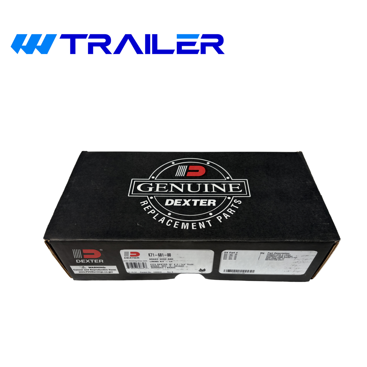 DEXTER Forward Self-Adjusting Brake Shoe and Lining Kit - 10" x 2-1/4" for 3.5K Trailer Axles (Model: K71-681 / K71-682)