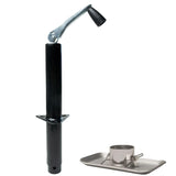 2,000 lbs Capacity, 14-Inch Vertical Travel, Top-Wind A-Frame Trailer Jack, , Black Powder-Coated, with Foot Plate-Trailer Supplies