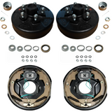 Hub & Drum + Brake Kit for 3,500 lb Axles – 5 on 5" Pre-Greased Hubs + 10" x 2-1/4" Electric Brake Assemblies (Manual Adjust or Self-Adjusting)
