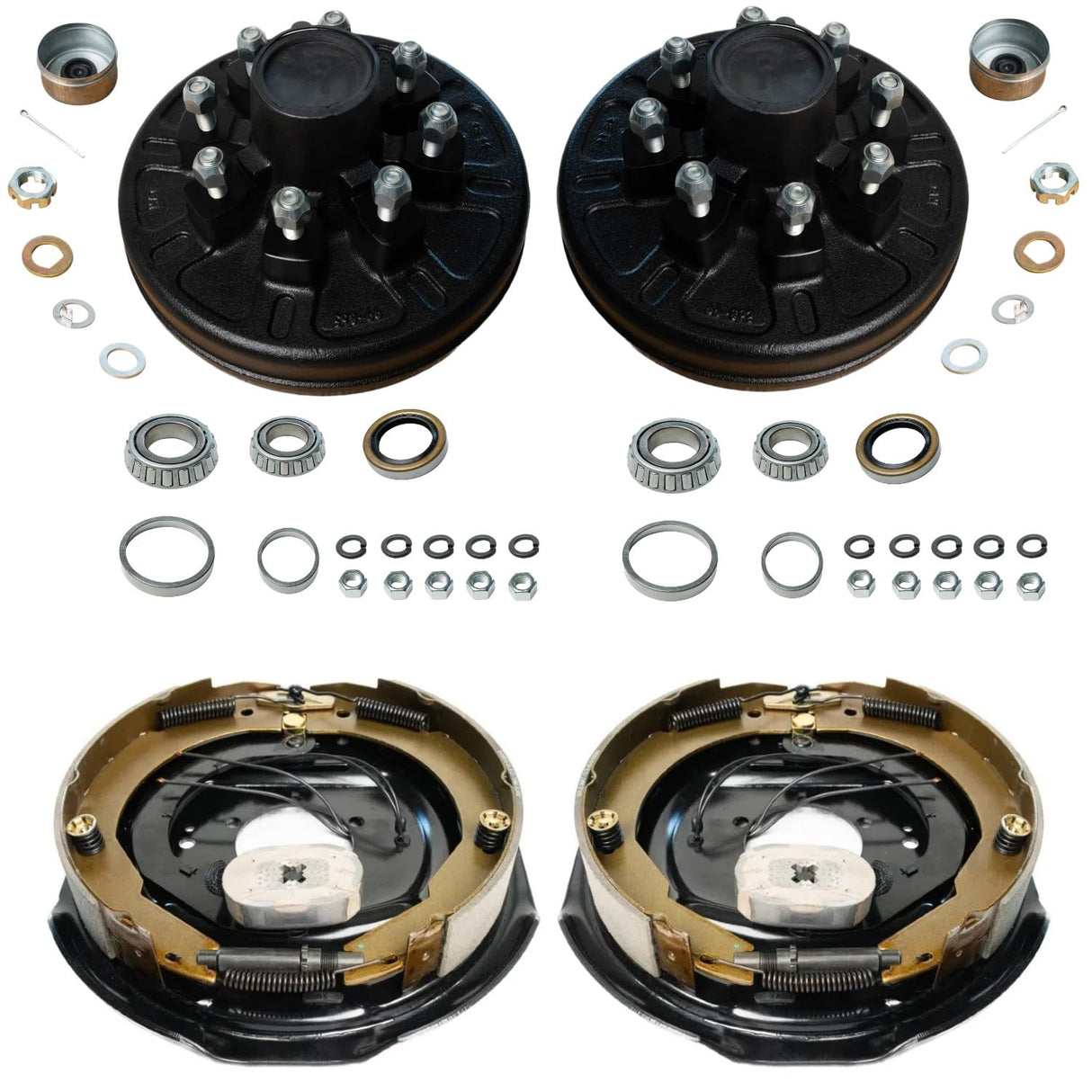 7,000 lb Axles – 12"x2" Manual Electric Brake & Drum Kit for 7,000 lb Axles – 8 on 6.5", 9/16" Studs, Manual-Adjust Brake Assemblies