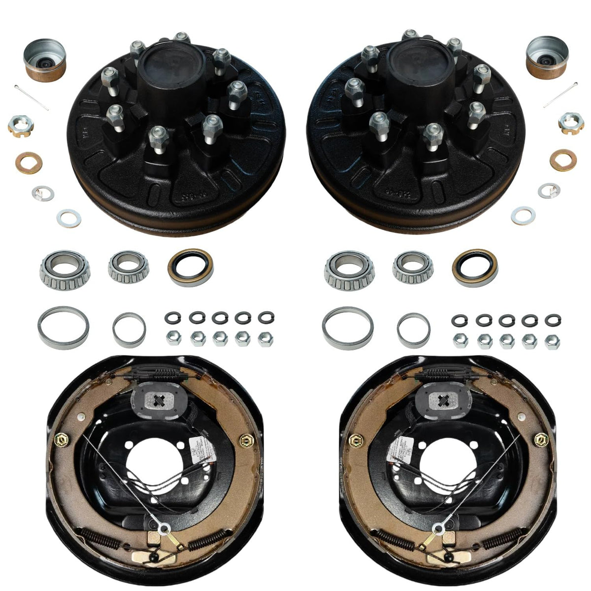 7,000 lb Axles – 12"x2" Manual Electric Brake & Drum Kit for 7,000 lb Axles – 8 on 6.5", 9/16" Studs, Manual-Adjust Brake Assemblies