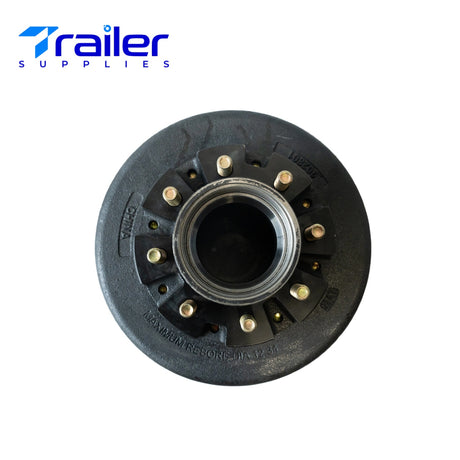 12,000 lb Hub & Drum Assembly – 12-1/4" x 5" – Fits Dexter & Lippert 12K AxlesThis 12,000 lb Hub & Drum Assembly from Trailer Supplies is designed for heavy-duty trailers equipped with Dexter or Lippert 12K axles, compatible with both electric and hydraul