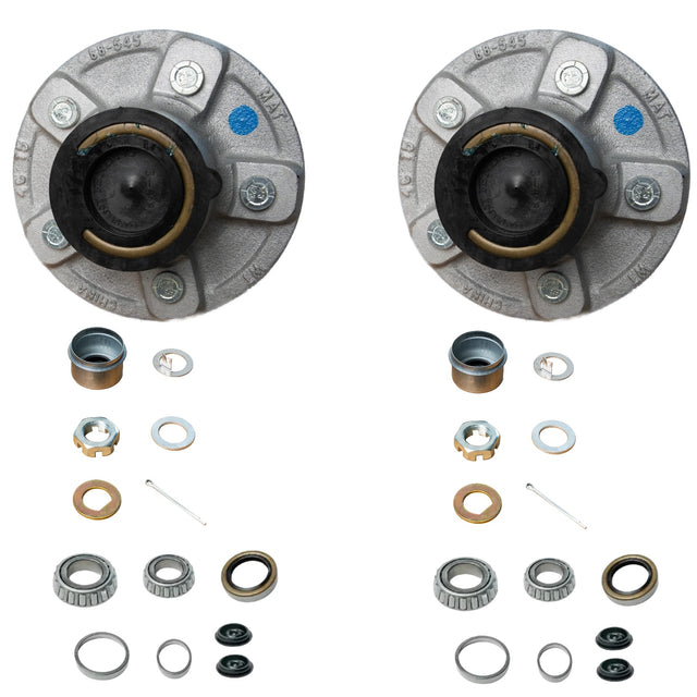 12" x 2" Trailer Brake Drum Kit – 6 on 5.5" Hub for 5,200–6,000 lb AxlesThis 2-Pack Galvanized Idler Hub Kit from Trailer Supplies is designed for 3,500 lb trailer axles with tapered spindles (1-3/8" to 1-1/16"). Ideal for boat trailers, utility trailers,