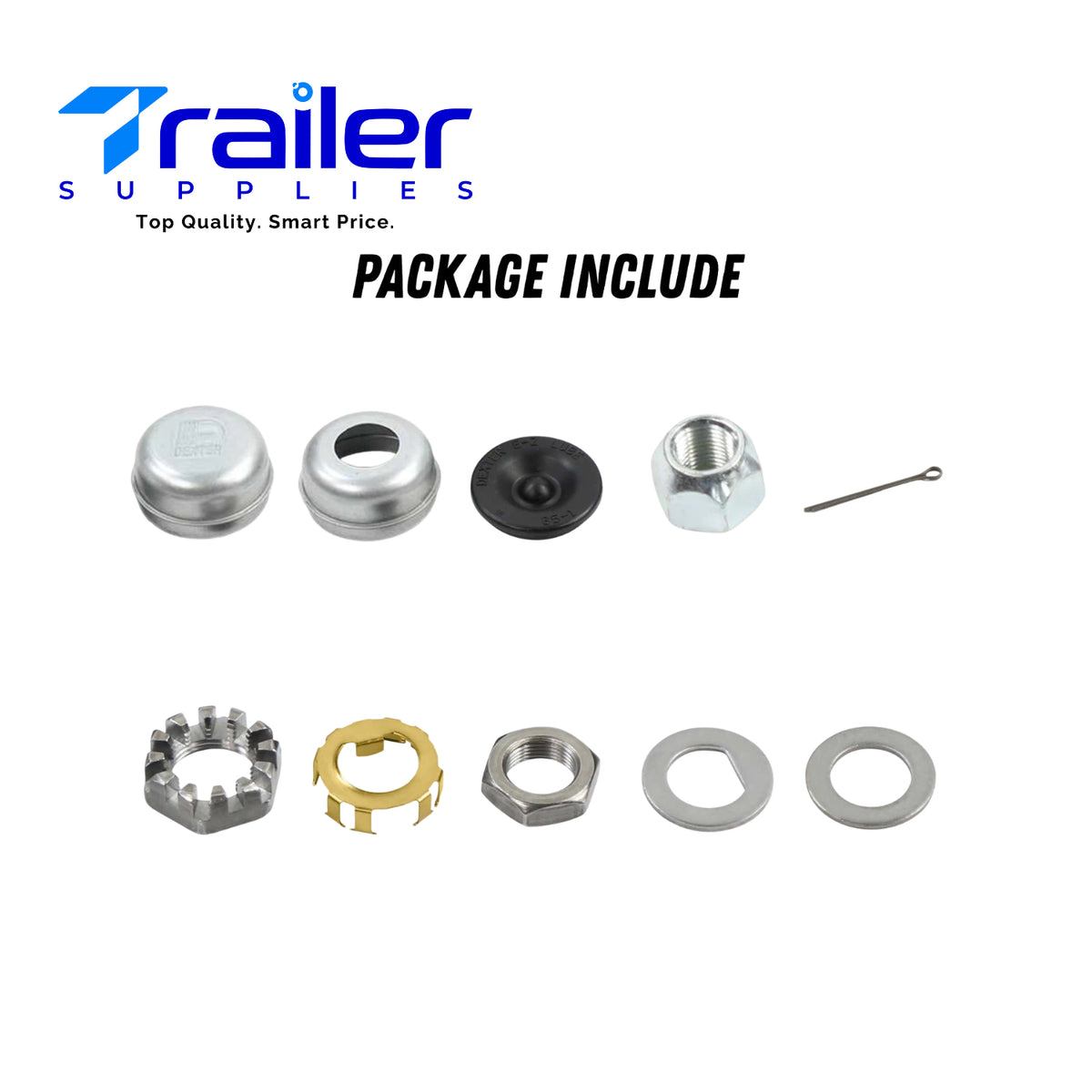 DEXTER Pre-Greased Trailer Hub and Drum Assembly Kit - 5 on 5.5" Bolt Pattern for 3.5K Axles,#84 Spindle,  1/2" Studs, 1.719" Seal(Model: K08-249-2G)
